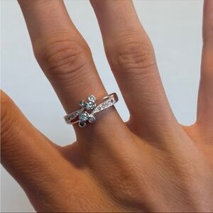 Disney Mickey Mouse Crystal 925 Sterling Silver Ring